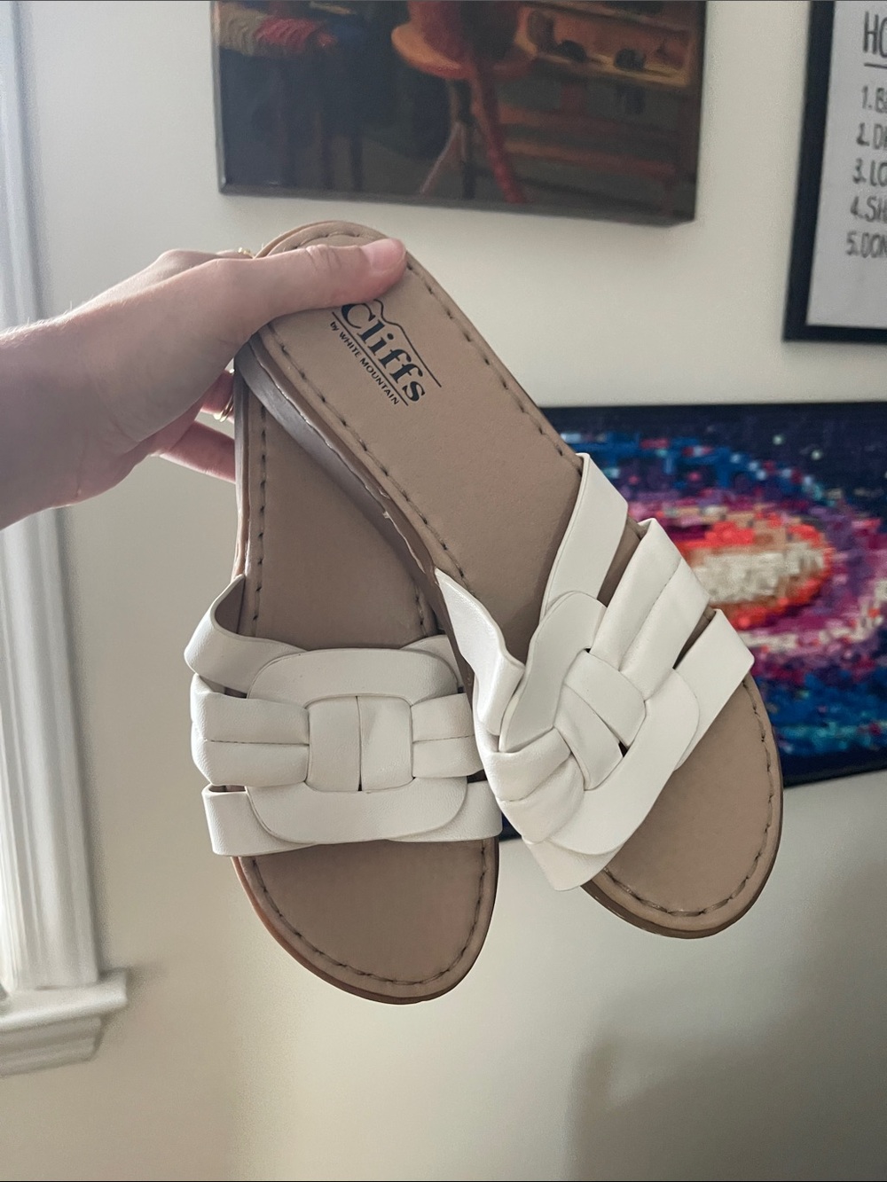 Cliffs by WHITE MOUNTAIN White Woven Slide Sandals